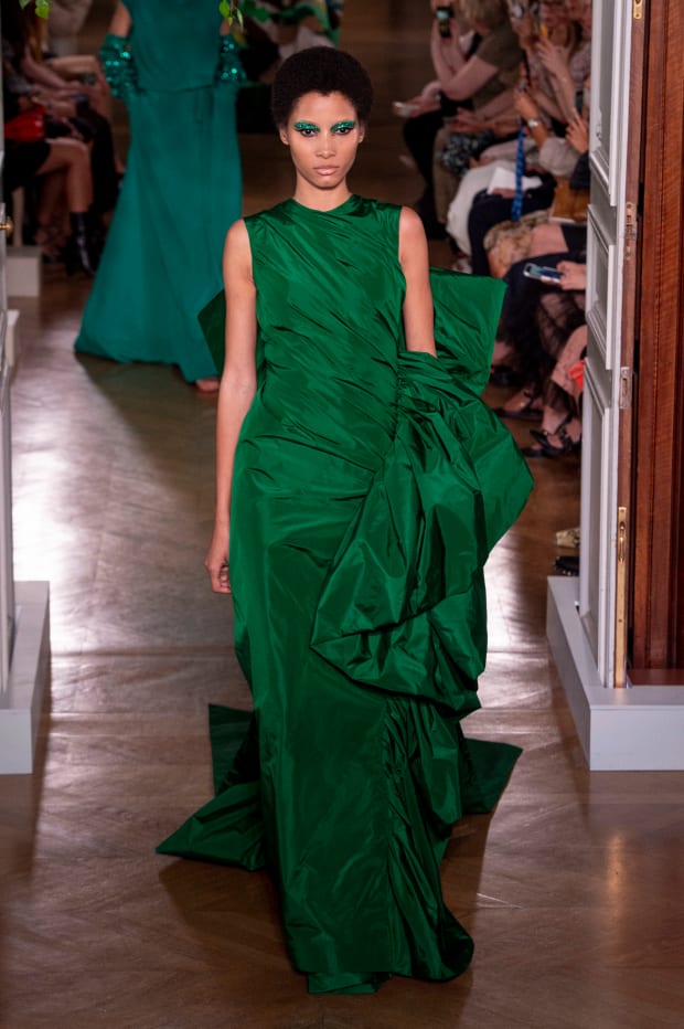 green haute couture dress