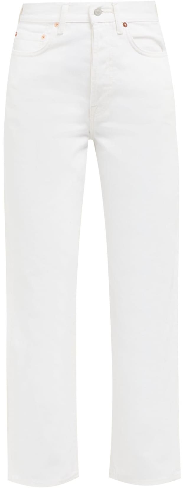 high rise white denim jeans