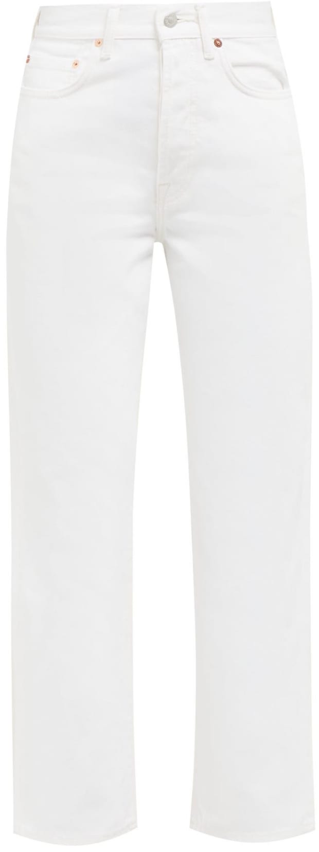 high rise white denim jeans