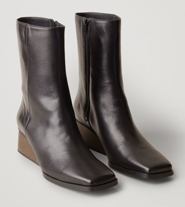 gray square toe boots