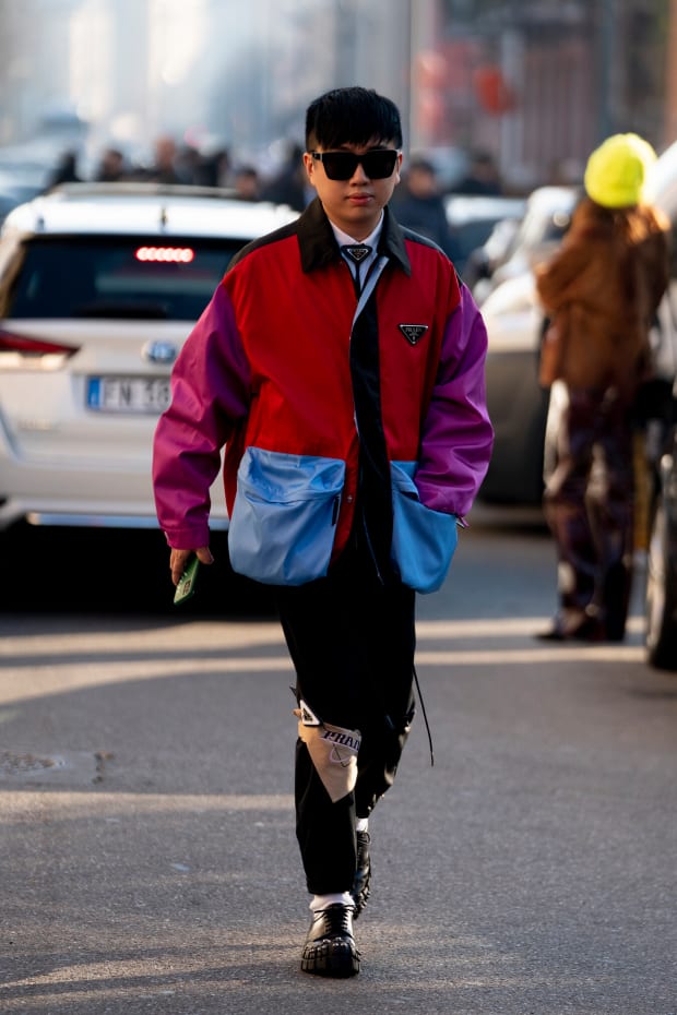 Milan, Italy – January 11, 2020: Fashionable man with Louis