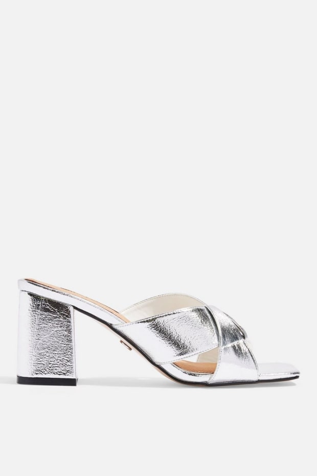 silver block heels uk