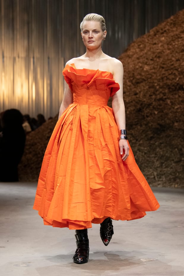 alexander mcqueen orange dress