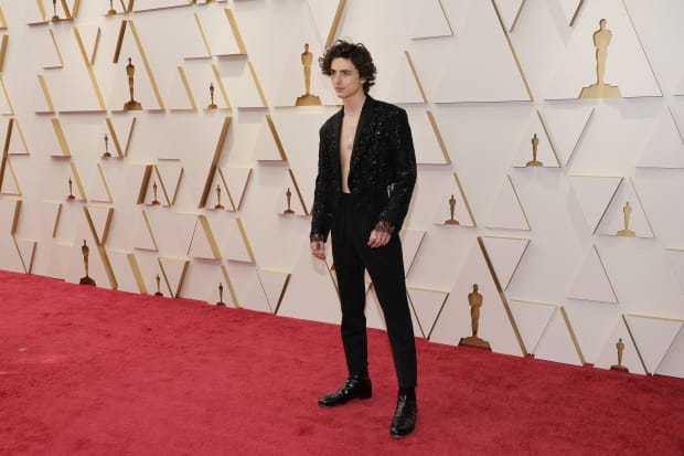 Timothée Chalamet Shirtless in Louis Vuitton at the Oscars