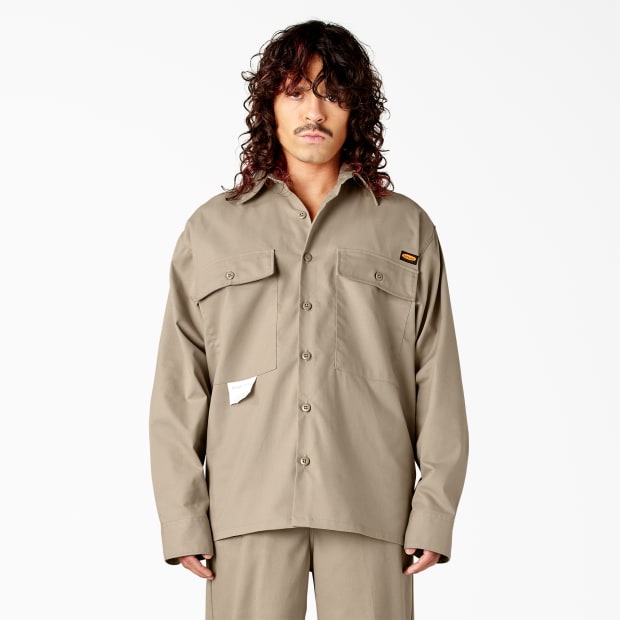 Dickies Long Sleeve Work Shirt, Military Khaki