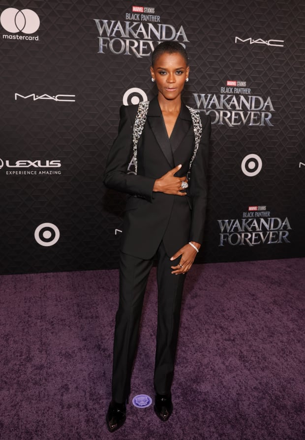 Letitia Wright Wore Versace To The Flannels 'Black Panther: Wakanda  Forever' Party