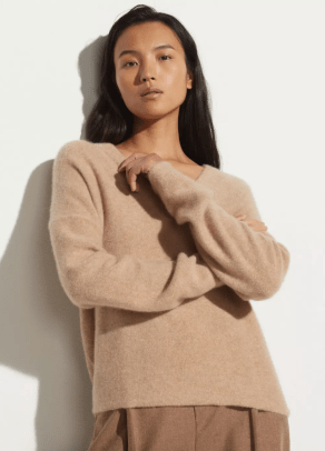 Vince Boiled Cashmere Relaxed V Neck Pullover