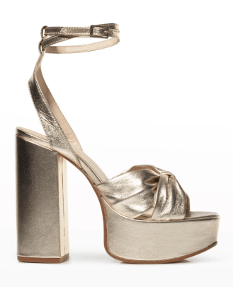 Chelsea Paris Zasa Metallic Leather Ankle-Strap Platform Sandals $495