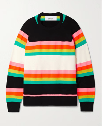 CJR Striped jacquard-knit wool-blend sweater, $895