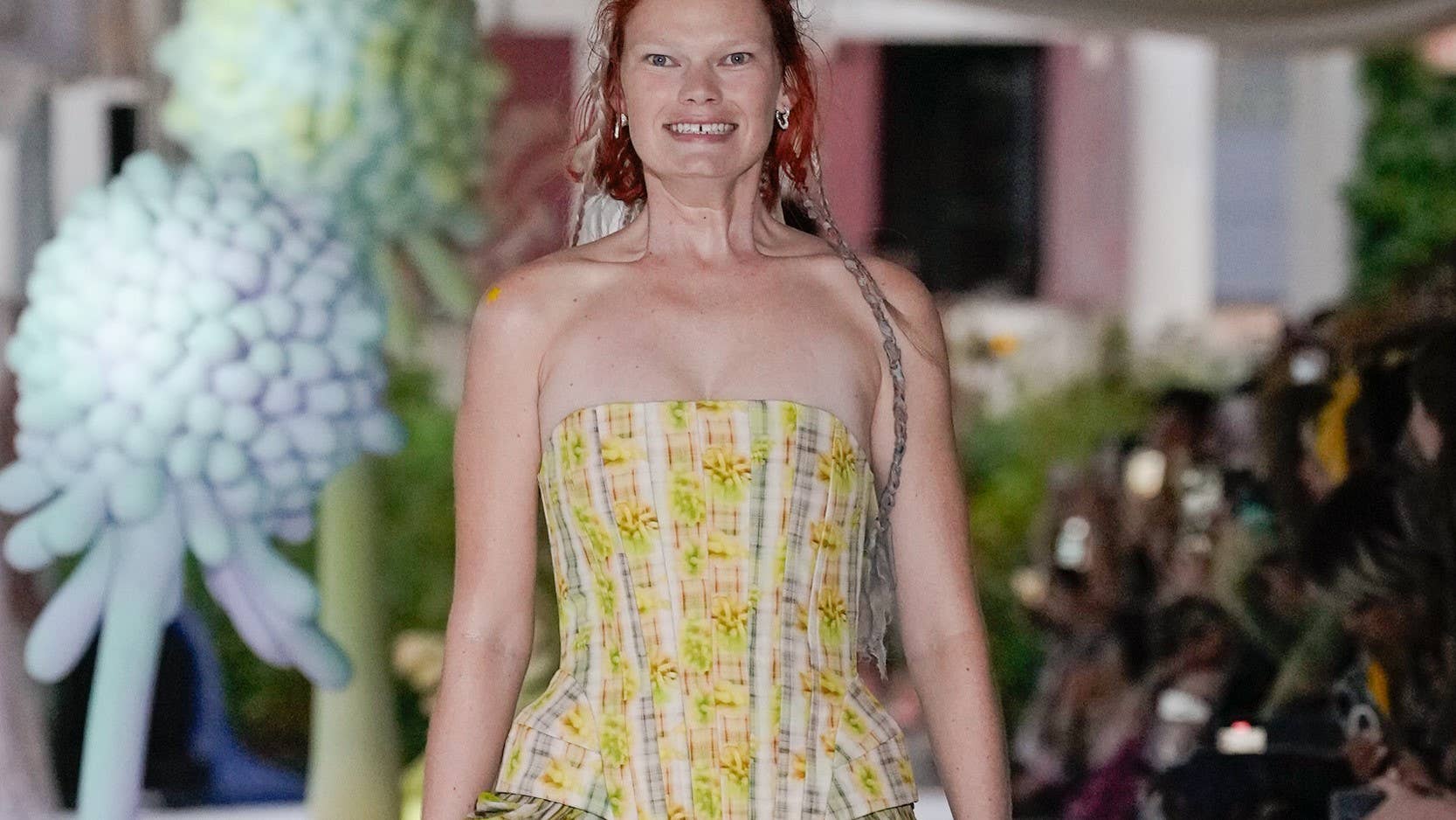 At the Spring 2024 Show, Collina Strada Models Wore Tattered Tops and Unsettling Smiles