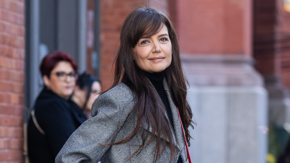 Katie Holmes' Latest Look Will Make You Want Side Bangs and a Red Bag