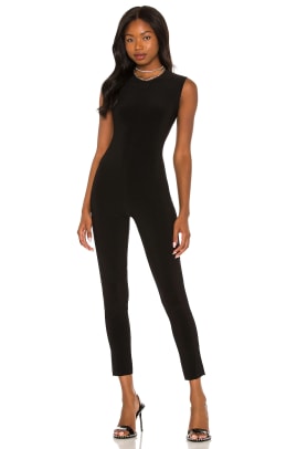 Black sleeveless catsuit hotsell