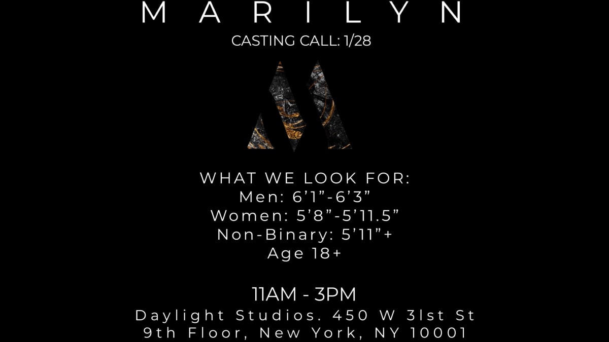Marilyn Casting Call - January 28th - NYC