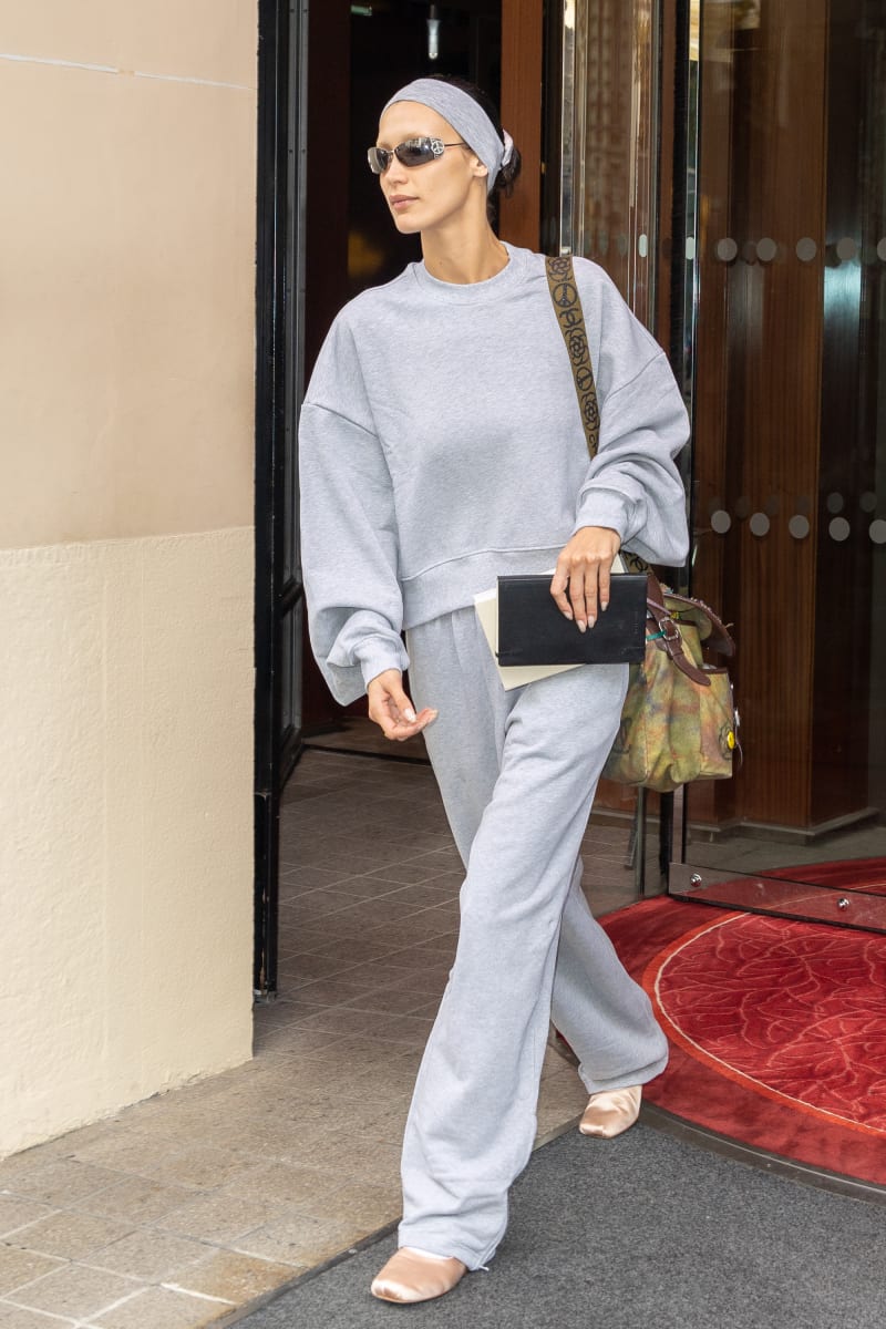 Bella Hadid's Off-Duty Look Includes Ballet Flats and Bedazzled Y2K Sunglasses