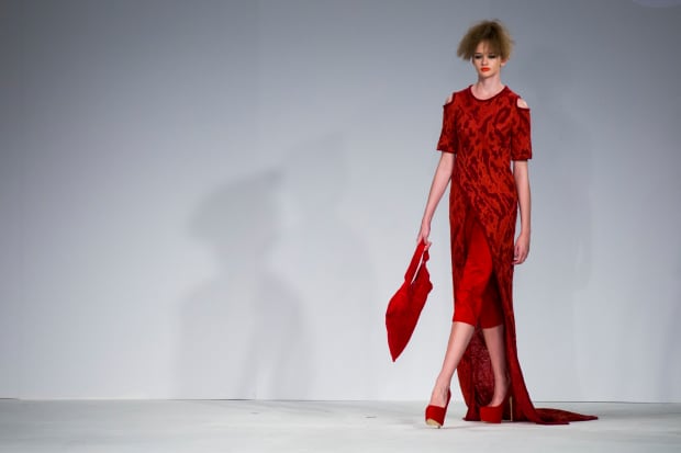 A look from Istituto Marangoni's graduate fashion show in May 2014. Photo: Tristan Fewings for Getty