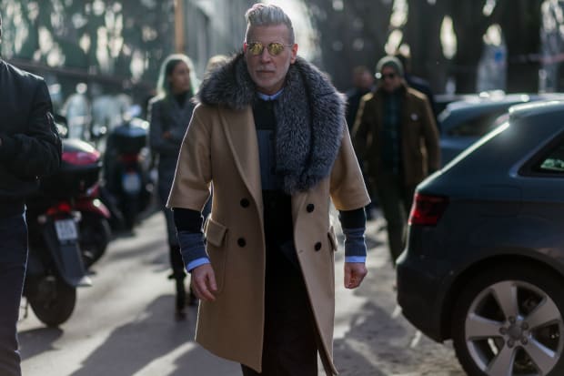 Nick Wooster outside Armani's fall 2016 show during Paris Fashion Week: Men's. Photo: Christian Vierig/Getty Images