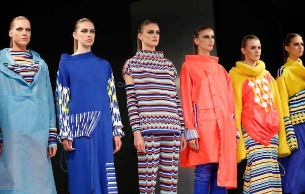 Pippa Harries of Kingston University shows her collection at Graduate Fashion Week in London in 2015. Photo: Tristan Fewings/Getty Images