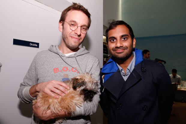 Designer Scott Sternberg and actor Aziz Ansari at a Band of Outsiders event. Photo: JP Yim/Getty Images Entertainment