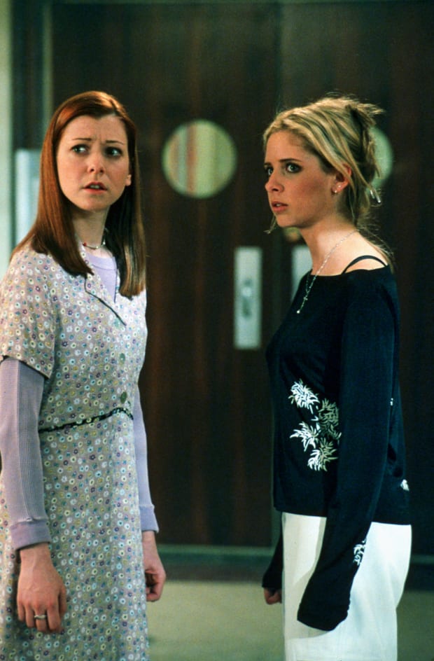 Willow (Alyson Hannigan), Buffy and her bra straps. Photo: © 1997-2003 Twentieth Century Fox Film Corporation. All Rights Reserved.