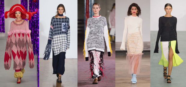 Looks from L-R: Ryan Lo, Pringle of Scotland, Joseph, Mother of Pearl and David Koma. Photos: Imaxtree