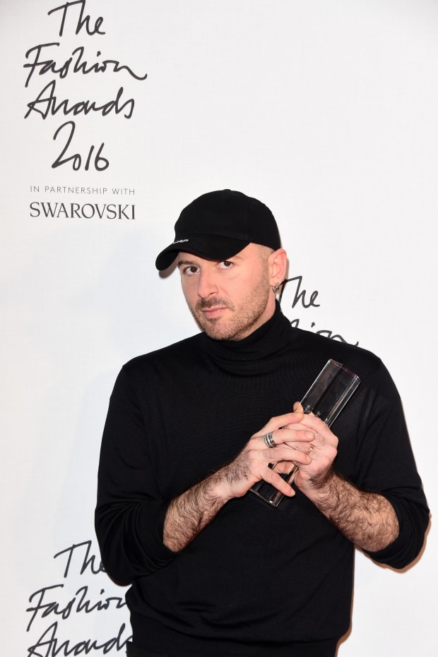 Designer Demna Gvasalia at the 2016 Fashion Awards in London on Monday. Photo: Stuart C. Wilson/Getty