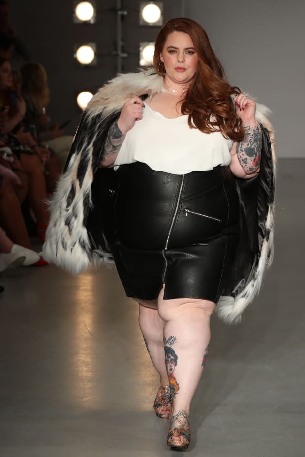 Holliday on the SimplyBe 'Curve Catwalk' during London Fashion Week. Photo: Neil P. Mockford/Getty Images)