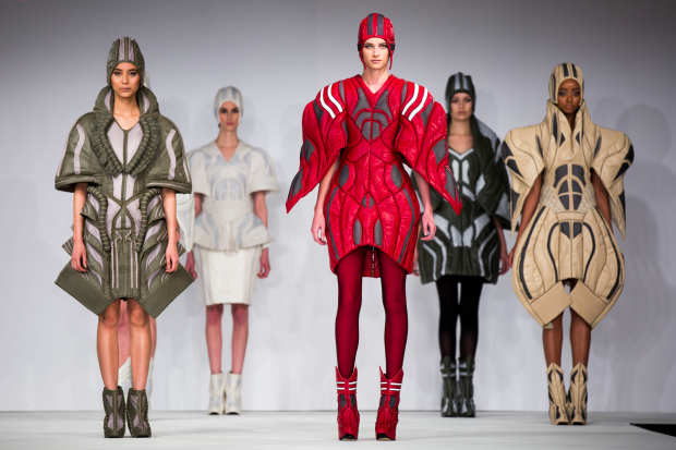 Models walk the runway wearing designs by Daichi Toyawa from Bunka College of Fashion at Graduate Fashion Week 2014 in London. Photo: Tristan Fewings/Getty Images