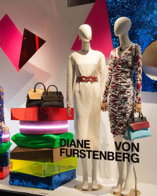 DVF's new logo seen in the windows of London's Bruton Street store. Photo: @dvf/Instagram