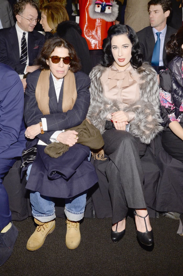Fran Lebowitz and Dita Von Teese at the Carolina Herrera fall 2014 show. Photo: Andrew H. Walker/Getty Images