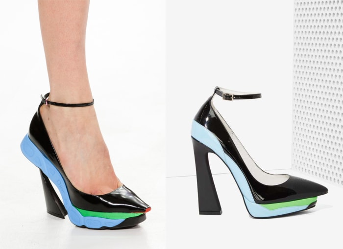 On the left: Dior fall 2014 runway/Imaxtree; On the right: Jeffrey Campbell "power cut leather heel"/Nasty Gal