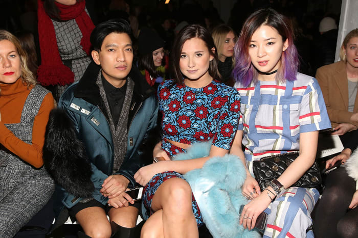 BryanBoy, Danielle Bernstein and Irene Kim at Fashion Week this February. Photo: Mireya Acierto/Getty Images