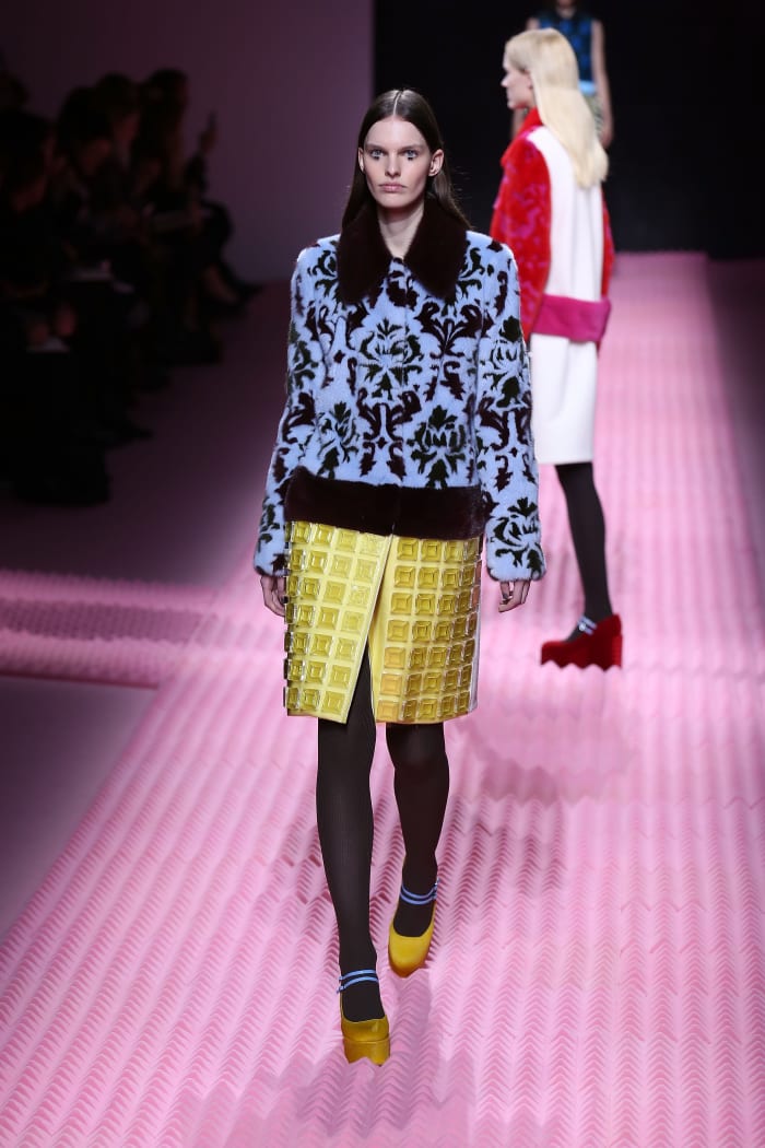 A coat from Mary Katrantzou's fall 2015 collection, recently priced at $58,590 on Moda Operandi. Photo: Tim P. Whitby/Getty Images