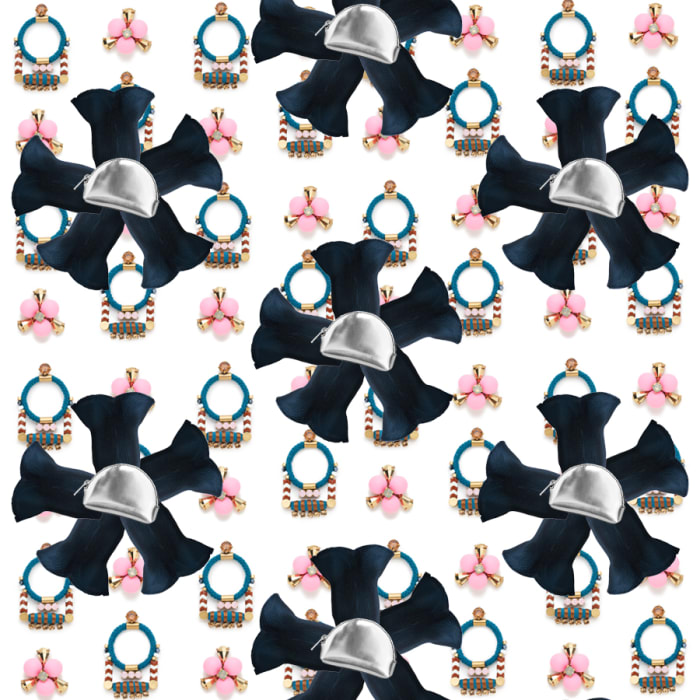 & Other Stories coin purse, $15 (from $29), available at & Other Stories; Issey Miyake skirt, $623 (from $890), available at Farfetch; JCrew pink earrings, $21.99 (from $32.50 with code SPRINGSALE), available at J.Crew; J.Crew rope earrings, $49.99 (from $68 with code SPRINGSALE), available at J.Crew.