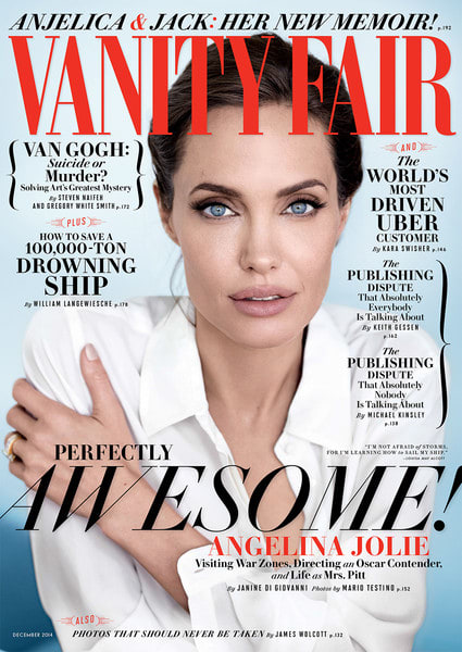 Angelina Jolie photographed by Mario Testino for the December 2014 issue of Vanity Fair. Photo: Vanity Fair