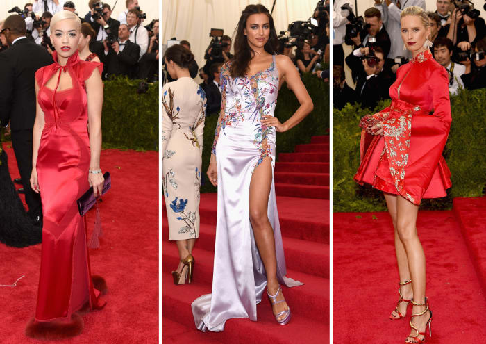 Rita Ora. Photo: Larry Busacca/Getty Images; Irina Shayk, Karolina Kurkova. Photos: Dimitrios Kambouris/Getty Images