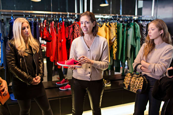 Vice President of Global Design for Nike Women’s Training Julie Igarashi with Nike's upcoming Lunar Sculpt shoe. Photo: Nike