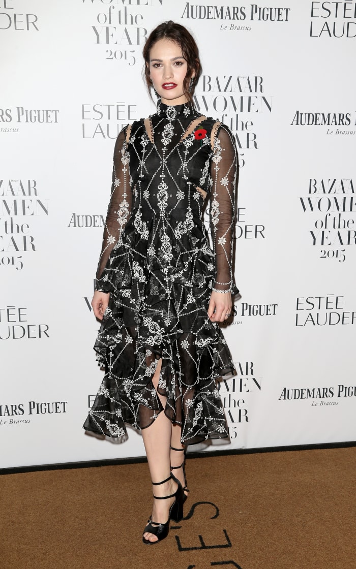 Lily James at the 2015 Harper's Bazaar Women of the Year Awards in London. Photo: Chris Jackson/Getty Images