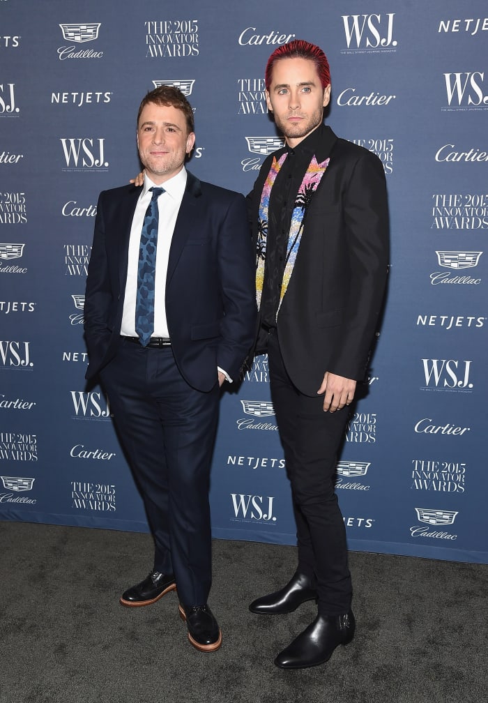 Jared Leto with businessman Stewart Butterfield at the 2015 'WSJ' Magazine Innovator Awards in New York City on Wednesday. Photo: Gary Gershoff/WireImage