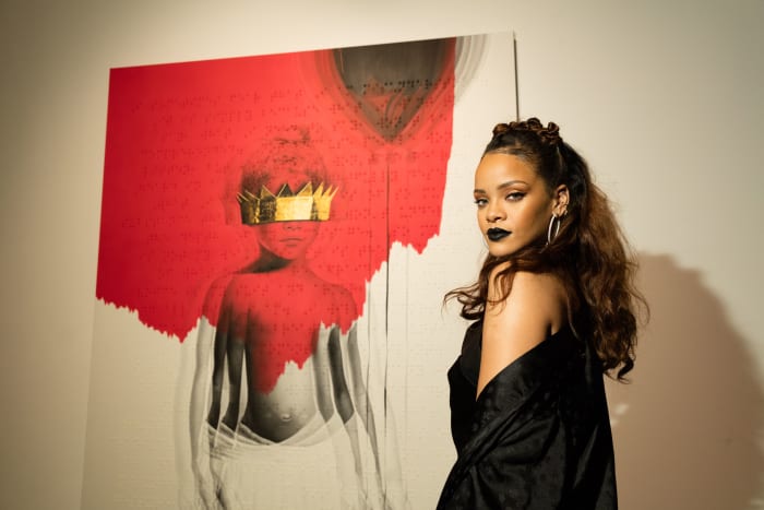 Rihanna at an unveiling of her latest album's artwork in October. Photo: Christopher Polk/Getty Images