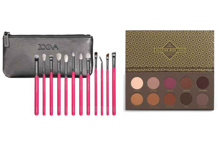 Zoeva Pink Elements Classic Brush Set, $70, available at Zoeva; Zoeva Cocoa Blend Eye Shadow Palette, $32, available at Space NK