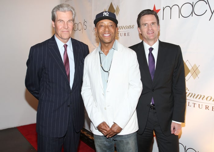 Macy's CEO Terry Lundgren, Simmons and Macy's CMO Jeff Gennette during happier times at the Russell Simmons' Argyleculture fall 2010 menswear presentation. Photo: Jerritt Clark/Getty Images