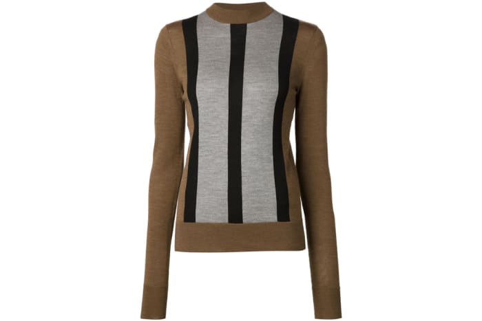 Vera Wang stripe detail fine knit sweater, $297.50, available at Farfetch.