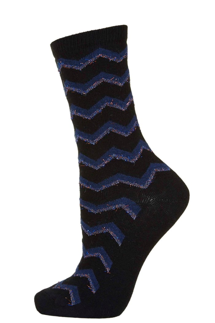 Fluffy Glitter Chevron Socks, $6, available at Topshop.