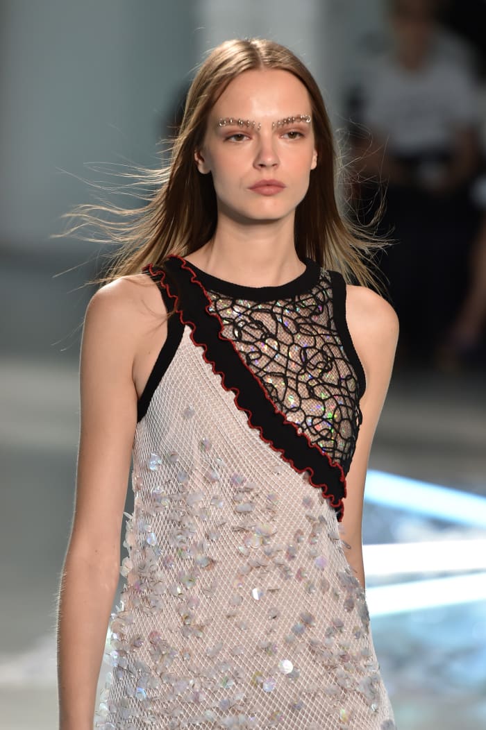 Eyebrow piercings make an appearance at Rodarte's spring 2015 show during New York Fashion Week. Photo: Slaven Vlasic/Getty Images