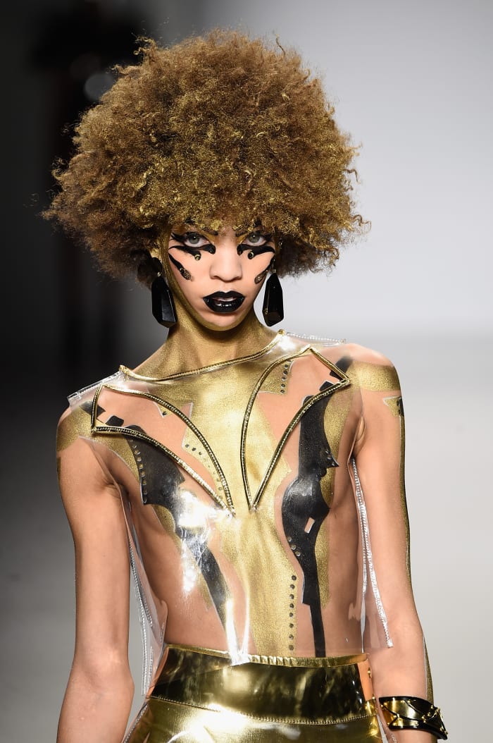 Ashley B. Chew walking the Antonio Urzi runway in New York in February 2015. Photo: Frazer Harrison/Getty Images for Mercedes-Benz Fashion Week