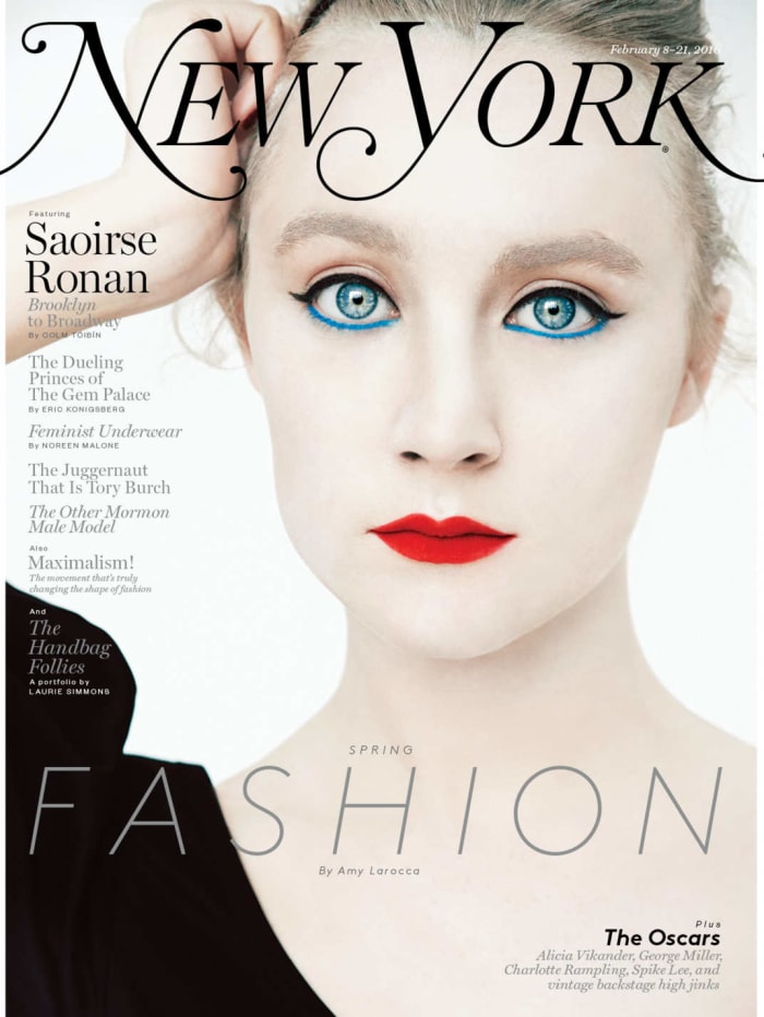 Saoirse Ronan styled by Rebecca Ramsey on the 'New York' spring fashion issue in 2016. Photo: Erik Madigan Heck/New York