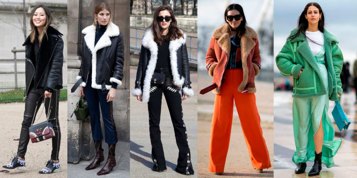 Aimee Song in The Arrivals, Veronika Heilbrunner in Acne, Eleonora Carisi, Tina Leung in Acne and Gilda Ambrosio in Caroline Kummelstedt. Photos from left to right: Imaxtree (1), Emily Malan/Fashionista (2), Imaxtree (2)