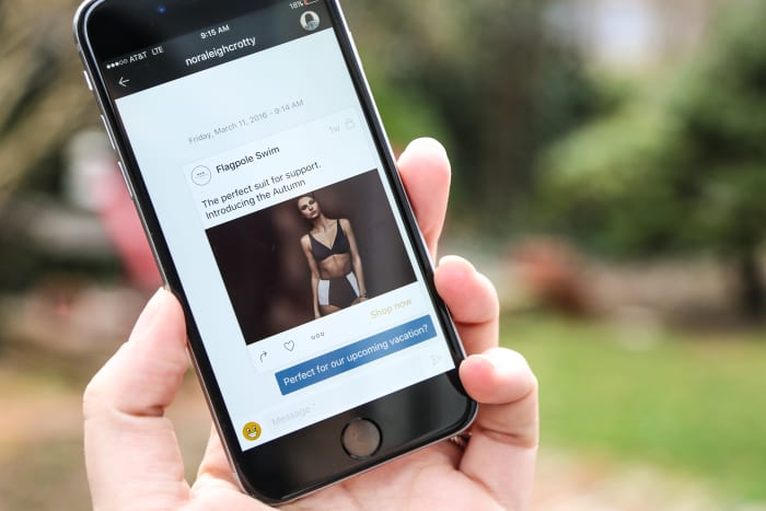 Chat in-app with friends — get a second opinion on that outfit you've been eyeing for spring. Photo: Fashionista