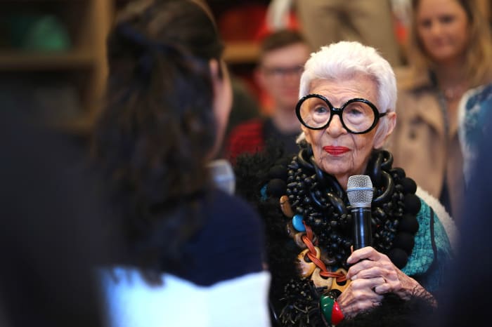 Iris Apfel, nominated by Dhani, at a J.Crew Q&A in July 2015 in London. Photo: Tim P. Whitby/Getty Images