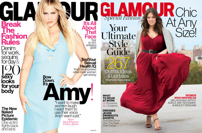 Amy Schumer, who appeared on 'Glamour' in August 2015, didn't like being included in the magazine's "Chic At Any Size" issue, on newsstands now. Photos: Glamour